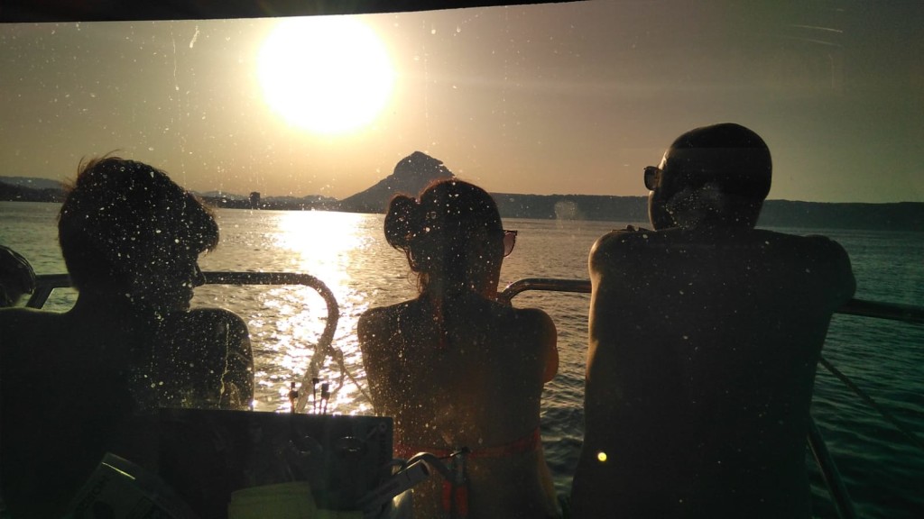 puesta de sol desde barco Jávea